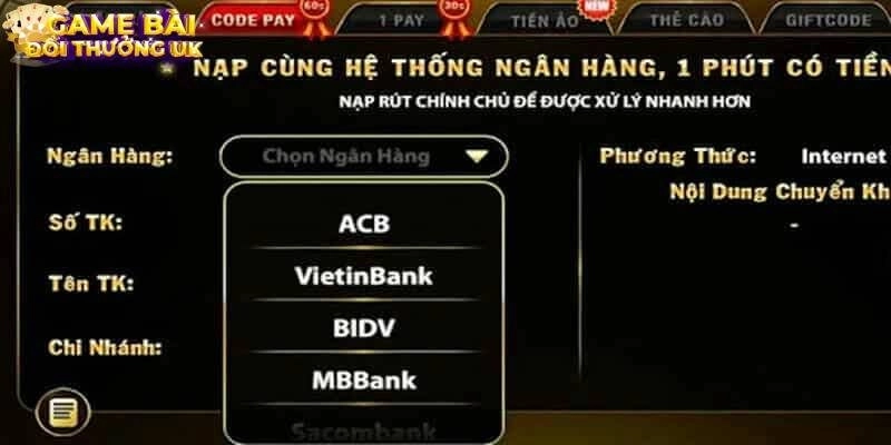 Nạp tiền vào ví game Go 88