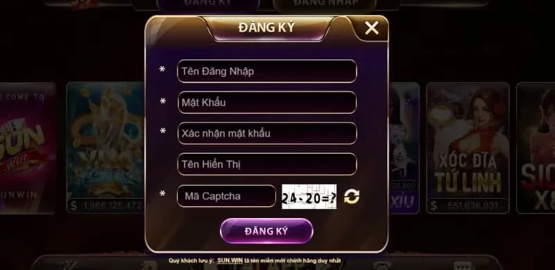 hướng dẫn đăng ký Sunwin